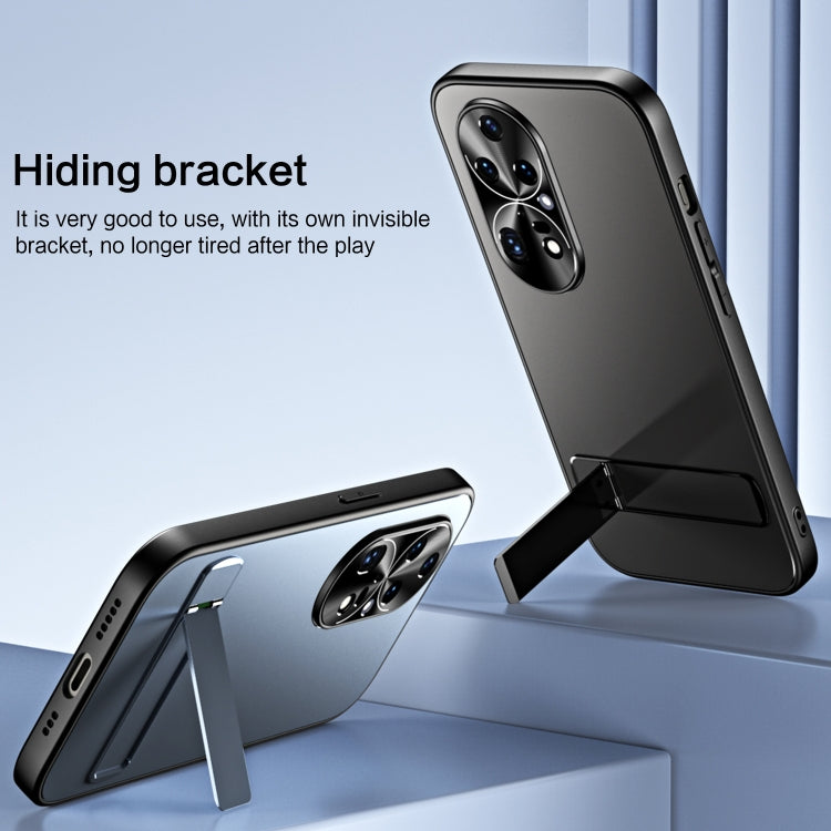 For Huawei P50 Pro R-JUST RJ-61 Electroplating Frosted TPU + PC Phone Case with Holder(Grey) - Huawei Cases by R-JUST | Online Shopping South Africa | PMC TechLife | Buy Now Pay Later Mobicred