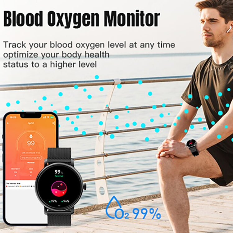 LEMFO LF35 1.43 inch AMOLED Round Screen Steel Strap Smart Watch Supports Blood Oxygen Detection(Black) - Smart Watches by LEMFO | Online Shopping South Africa | PMC Jewellery | Buy Now Pay Later Mobicred