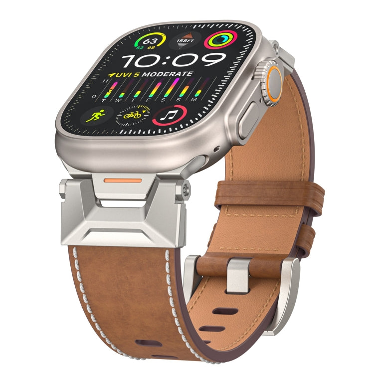 For Apple Watch 42mm Mecha Style Leather Watch Band(Dark Brown) - free shipping - PMC TechLife - Order now!