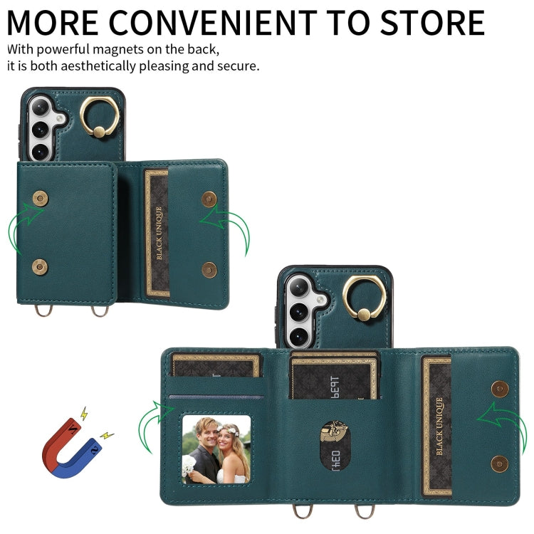 For Samsung Galaxy S24 5G Crossbodys Wallet Bag Ring Holder Leather Phone Case(Green) - Galaxy S24 5G Cases by PMC Jewellery | Online Shopping South Africa | PMC Jewellery | Buy Now Pay Later Mobicred