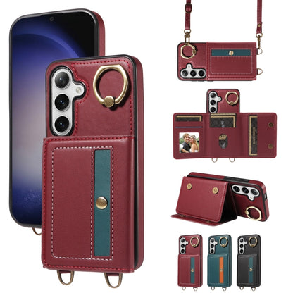 For Samsung Galaxy S24+ 5G Crossbodys Wallet Bag Ring Holder Leather Phone Case(Red) - Galaxy S24+ 5G Cases by PMC Jewellery | Online Shopping South Africa | PMC Jewellery | Buy Now Pay Later Mobicred