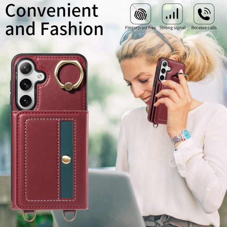 For Samsung Galaxy S24+ 5G Crossbodys Wallet Bag Ring Holder Leather Phone Case(Red) - Galaxy S24+ 5G Cases by PMC Jewellery | Online Shopping South Africa | PMC Jewellery | Buy Now Pay Later Mobicred