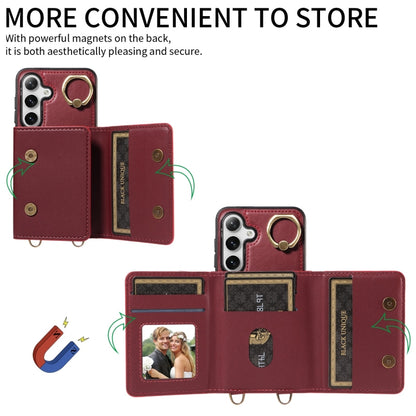 For Samsung Galaxy S24+ 5G Crossbodys Wallet Bag Ring Holder Leather Phone Case(Red) - Galaxy S24+ 5G Cases by PMC Jewellery | Online Shopping South Africa | PMC Jewellery | Buy Now Pay Later Mobicred