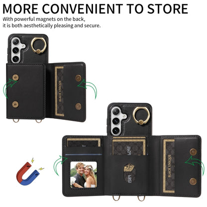 For Samsung Galaxy S24+ 5G Crossbodys Wallet Bag Ring Holder Leather Phone Case(Black) - Galaxy S24+ 5G Cases by PMC Jewellery | Online Shopping South Africa | PMC Jewellery | Buy Now Pay Later Mobicred