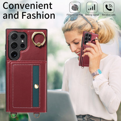 For Samsung Galaxy S24 Ultra 5G Crossbodys Wallet Bag Ring Holder Leather Phone Case(Red) - Galaxy S24 Ultra 5G Cases by PMC Jewellery | Online Shopping South Africa | PMC Jewellery | Buy Now Pay Later Mobicred