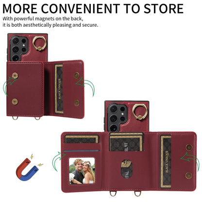 For Samsung Galaxy S24 Ultra 5G Crossbodys Wallet Bag Ring Holder Leather Phone Case(Red) - Galaxy S24 Ultra 5G Cases by PMC Jewellery | Online Shopping South Africa | PMC Jewellery | Buy Now Pay Later Mobicred