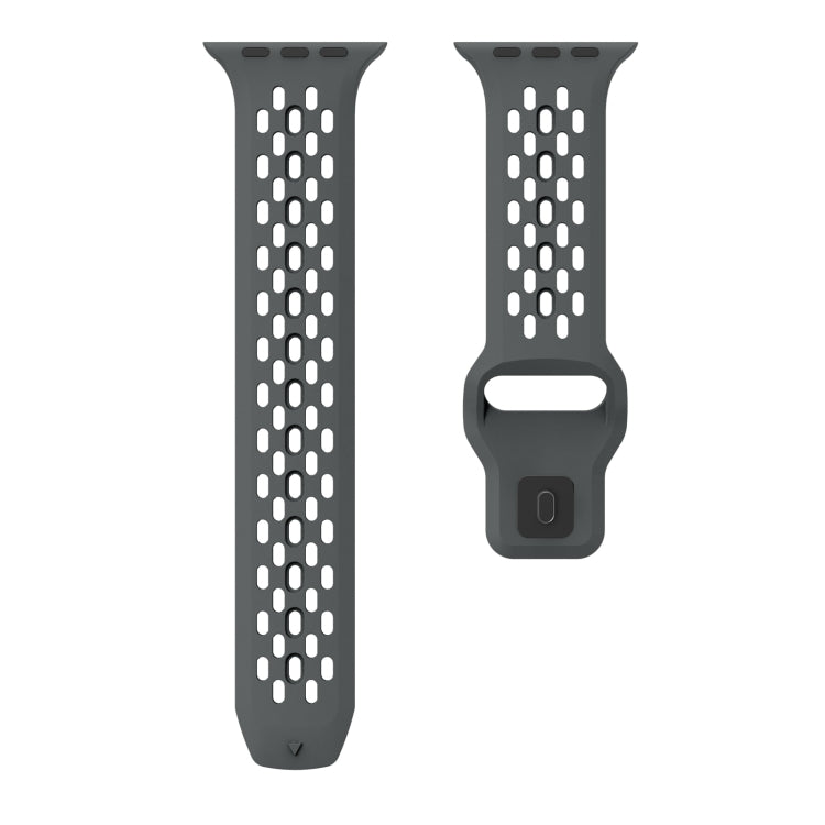 For Apple Watch Series 8 45mm Oval Holes Fluororubber Watch Band(Dark Grey) - Watch Bands by PMC Jewellery | Online Shopping South Africa | PMC Jewellery