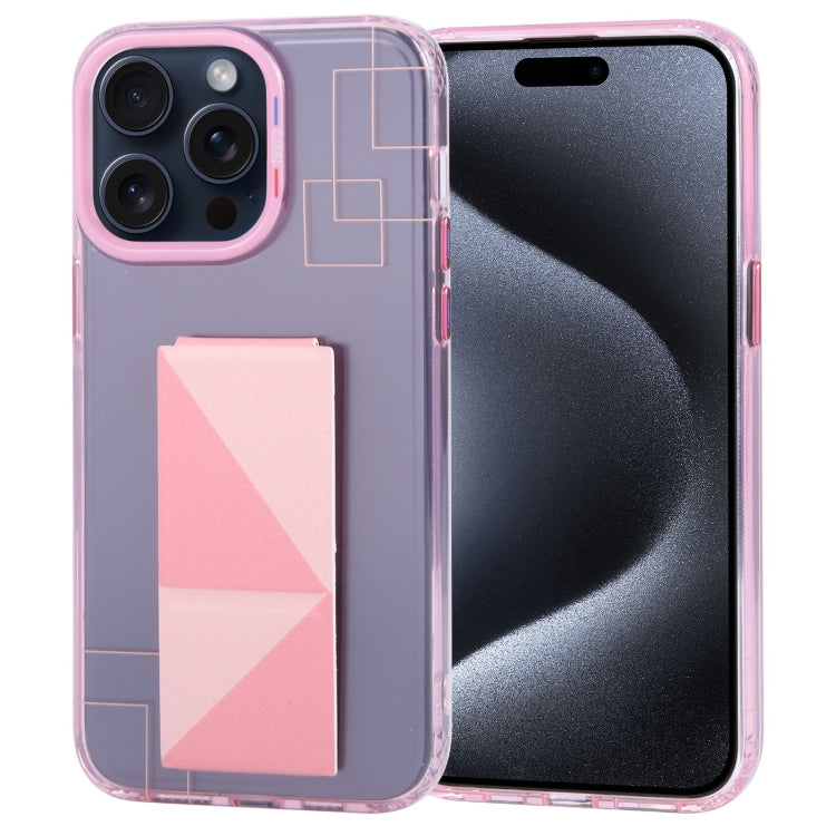 For iPhone 15 Pro Max TGVIS Art Series Folding Holder Phone Case(Pink) - iPhone 15 Pro Max Cases by TGVIS | Online Shopping South Africa | PMC Jewellery | Buy Now Pay Later Mobicred