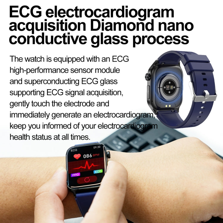 ET580 2.04 inch AMOLED Screen Sports Smart Watch Support Bluethooth Call /  ECG Function(Black Silicone Band) - Smart Watches by PMC TechLife | Online Shopping South Africa | PMC TechLife