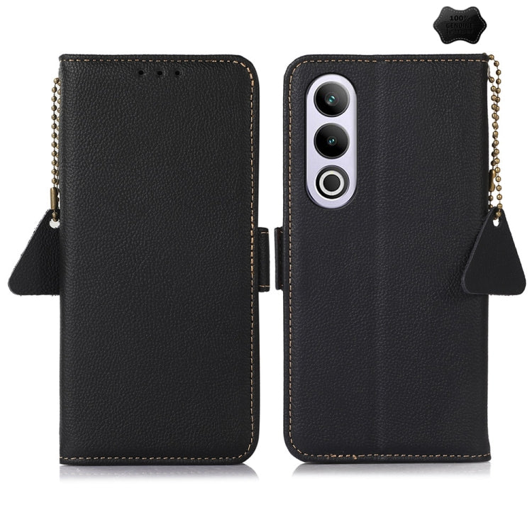 For OnePlus CE4 5G Global Side-Magnetic TJ Genuine Leather RFID Phone Case(Black) - OnePlus Cases by PMC Jewellery | Online Shopping South Africa | PMC Jewellery | Buy Now Pay Later Mobicred