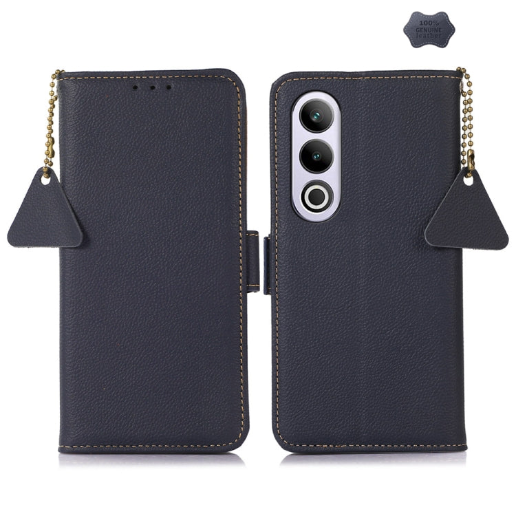 For OnePlus Ace 3V Side-Magnetic TJ Genuine Leather RFID Phone Case(Blue) - OnePlus Cases by PMC TechLife | Online Shopping South Africa | PMC TechLife | Buy Now Pay Later Mobicred