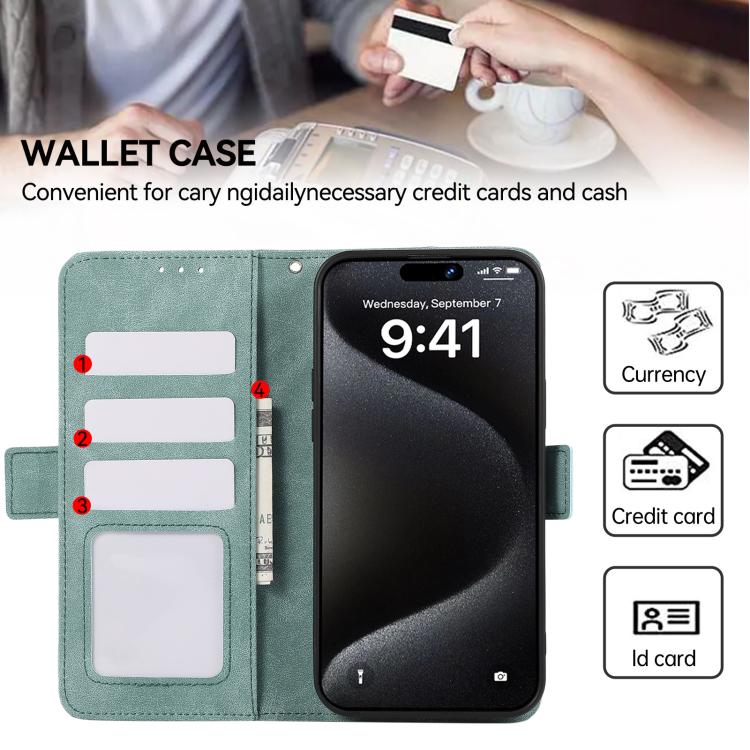 For iPhone 17 ABEEL Frosted Magnetic RFID Leather Phone Case(Cyan) - free shipping - PMc TechLife - Order now!