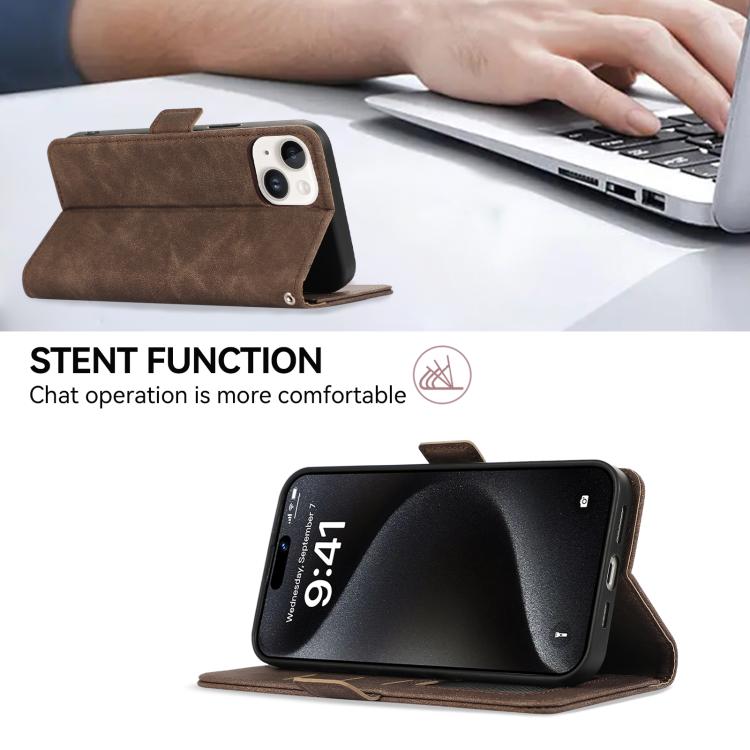 For iPhone 17 Pro Max ABEEL Frosted Magnetic RFID Leather Phone Case(Brown) - free shipping - PMc TechLife - Order now!
