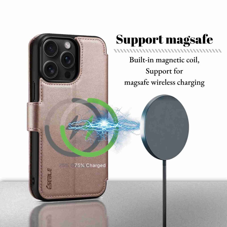 For iPhone 14 / 13 ESEBLE E1 Nappa Texture MagSafe Holder Leather Phone Case(Rose Gold) - iPhone 14 Cases by ESEBLE | Online Shopping South Africa | PMC Jewellery | Buy Now Pay Later Mobicred