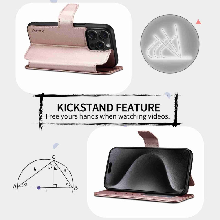For iPhone 14 Pro ESEBLE E1 Nappa Texture MagSafe Holder Leather Phone Case(Rose Gold) - free shipping - PMC Jewellery - Order now!