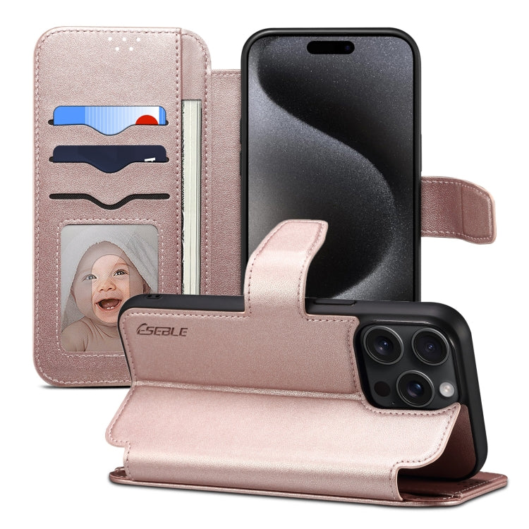 For iPhone 15 Pro ESEBLE E1 Nappa Texture MagSafe Holder Leather Phone Case(Rose Gold) - iPhone 15 Pro Cases by ESEBLE | Online Shopping South Africa | PMC Jewellery | Buy Now Pay Later Mobicred