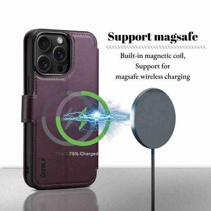 For iPhone 15 Pro ESEBLE E1 Nappa Texture MagSafe Holder Leather Phone Case(Dark Purple) - iPhone 15 Pro Cases by ESEBLE | Online Shopping South Africa | PMC Jewellery | Buy Now Pay Later Mobicred