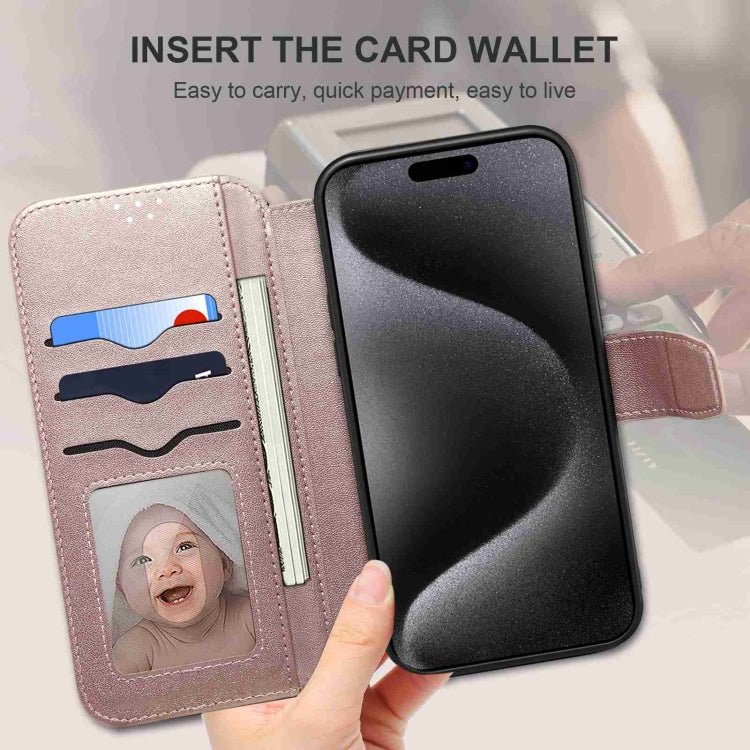 For iPhone 15 Pro Max ESEBLE E1 Nappa Texture MagSafe Holder Leather Phone Case(Rose Gold) - free shipping - PMC Jewellery - Order now!