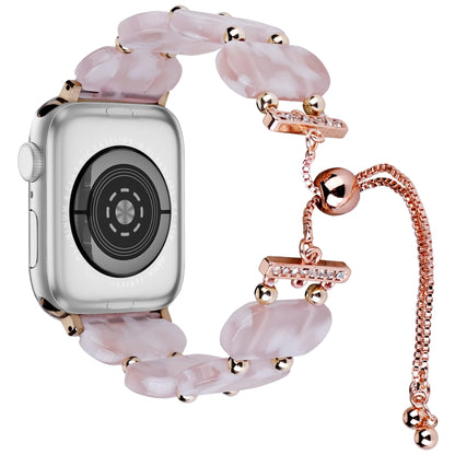 For Apple Watch SE 2023 40mm Resin Retractable Chain Watch Band(Pink Flower) - Watch Bands by PMC Jewellery | Online Shopping South Africa | PMC Jewellery