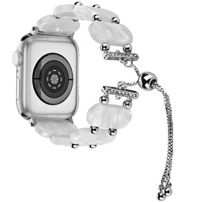 For Apple Watch Series 9 45mm Resin Retractable Chain Watch Band(Pearl White) - Watch Bands by PMC Jewellery | Online Shopping South Africa | PMC Jewellery