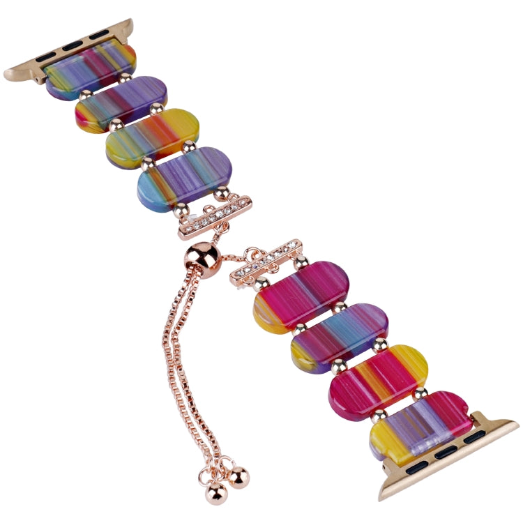 For Apple Watch Series 9 41mm Resin Retractable Chain Watch Band(Rainbow) - Watch Bands by PMC TechLife | Online Shopping South Africa | PMC TechLife