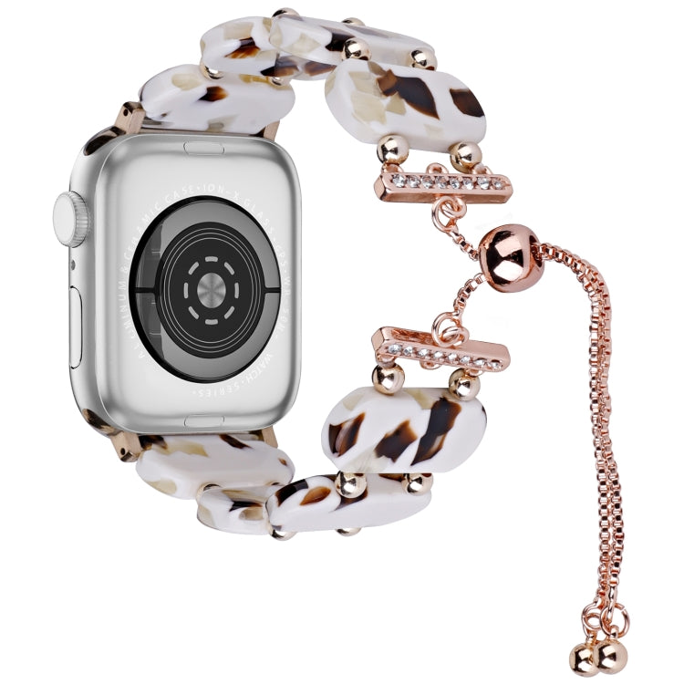 For Apple Watch Series 8 41mm Resin Retractable Chain Watch Band(Nougat) - Watch Bands by PMC Jewellery | Online Shopping South Africa | PMC Jewellery