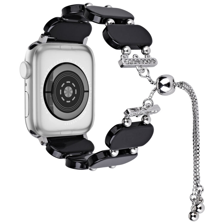 For Apple Watch Series 8 45mm Resin Retractable Chain Watch Band(Black) - Watch Bands by PMC TechLife | Online Shopping South Africa | PMC TechLife