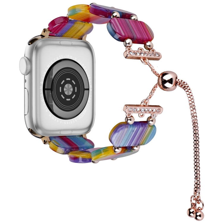 For Apple Watch Series 8 45mm Resin Retractable Chain Watch Band(Rainbow) - Watch Bands by PMC TechLife | Online Shopping South Africa | PMC TechLife