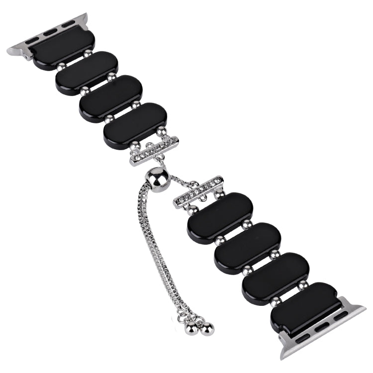 For Apple Watch Series 7 41mm Resin Retractable Chain Watch Band(Black) - Watch Bands by PMC TechLife | Online Shopping South Africa | PMC TechLife