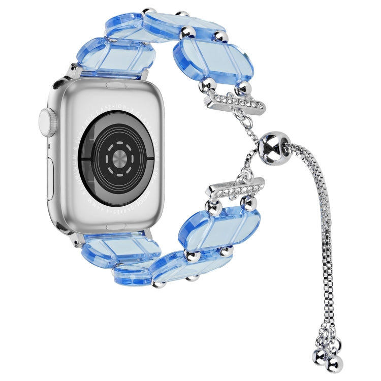 For Apple Watch Series 3 42mm Resin Retractable Chain Watch Band(Blue) - Watch Bands by PMC Jewellery | Online Shopping South Africa | PMC Jewellery