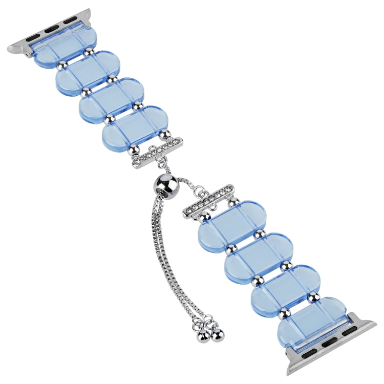 For Apple Watch Series 2 38mm Resin Retractable Chain Watch Band(Blue) - Watch Bands by PMC Jewellery | Online Shopping South Africa | PMC Jewellery