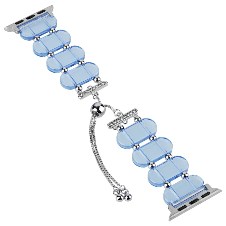 For Apple Watch 42mm Resin Retractable Chain Watch Band(Blue) - Watch Bands by PMC TechLife | Online Shopping South Africa | PMC TechLife