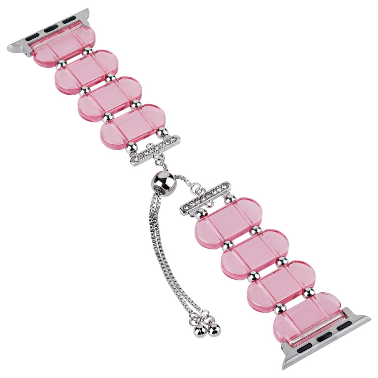 For Apple Watch 38mm Resin Retractable Chain Watch Band(Pink) - Watch Bands by PMC TechLife | Online Shopping South Africa | PMC TechLife