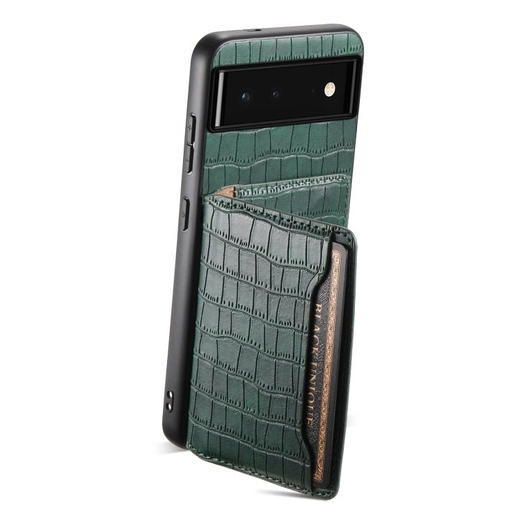 For Google Pixel 6 Crocodile Texture Card Bag Design Full Coverage Phone Case(Green) - Google Cases by PMC Jewellery | Online Shopping South Africa | PMC Jewellery | Buy Now Pay Later Mobicred