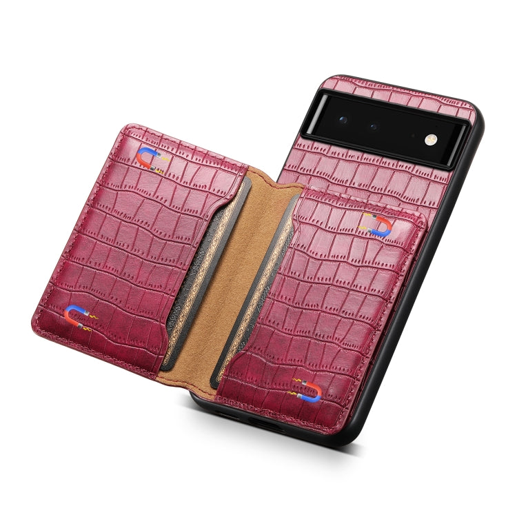 For Google Pixel 6 Crocodile Texture Card Bag Design Full Coverage Phone Case(Red) - Google Cases by PMC Jewellery | Online Shopping South Africa | PMC Jewellery | Buy Now Pay Later Mobicred