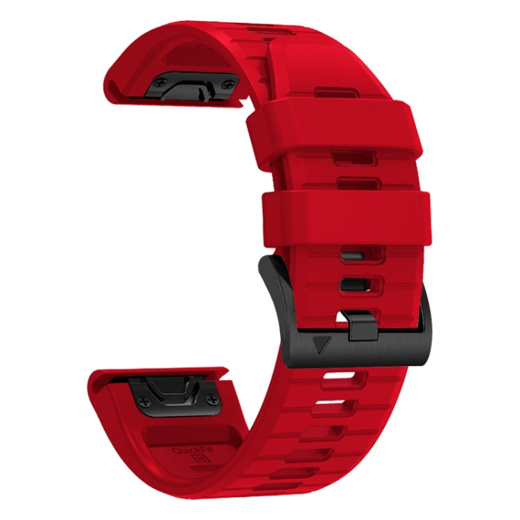 For Garmin Fenix 7X 26mm Solid Color Steel Buckle Silicone Quick Release Watch Band(Red) - Watch Bands by PMC Jewellery | Online Shopping South Africa | PMC Jewellery