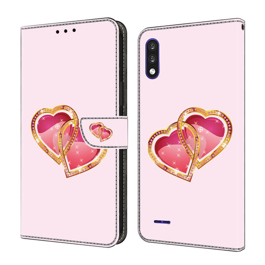 For LG K22/K22 + Crystal Painted Leather Phone case(Love Peach) - LG by PMC Jewellery | Online Shopping South Africa | PMC Jewellery | Buy Now Pay Later Mobicred