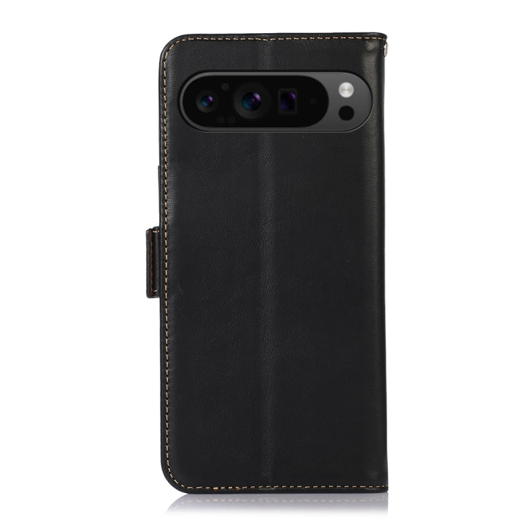 For Google Pixel 9 Pro Crazy Horse Top Layer Cowhide Leather Phone Case(Black) - Google Cases by PMC Jewellery | Online Shopping South Africa | PMC Jewellery | Buy Now Pay Later Mobicred