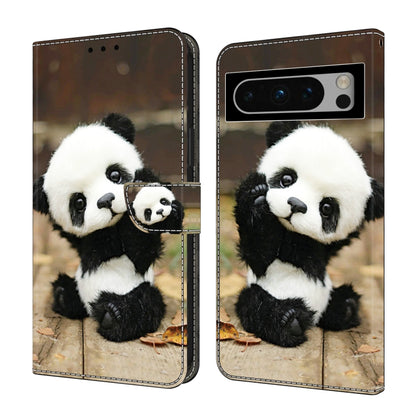 For Google Pixel 9 Crystal Painted Leather Phone case(Panda) - Google Cases by PMC Jewellery | Online Shopping South Africa | PMC Jewellery | Buy Now Pay Later Mobicred