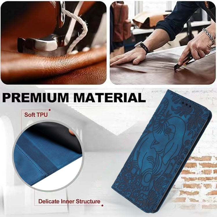 For iPhone 16 Pro Max Retro Elephant Embossed Leather Phone Case(Blue) - iPhone 16 Pro Max Cases by PMC TechLife | Online Shopping South Africa | PMC TechLife | Buy Now Pay Later Mobicred
