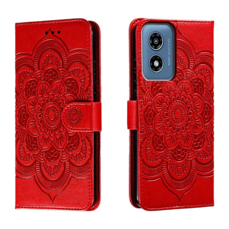 For Motorola Moto G Play 2024 Sun Mandala Embossing Pattern Phone Leather Case(Red) - Motorola Cases by PMC Jewellery | Online Shopping South Africa | PMC Jewellery | Buy Now Pay Later Mobicred