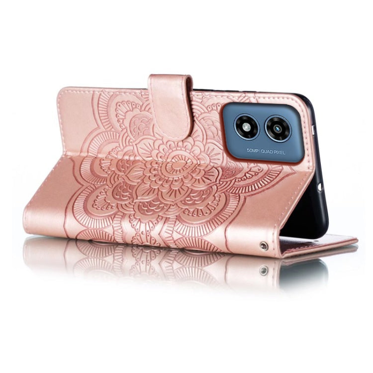 For Motorola Moto G Play 2024 Sun Mandala Embossing Pattern Phone Leather Case(Rose Gold) - Motorola Cases by PMC Jewellery | Online Shopping South Africa | PMC Jewellery | Buy Now Pay Later Mobicred