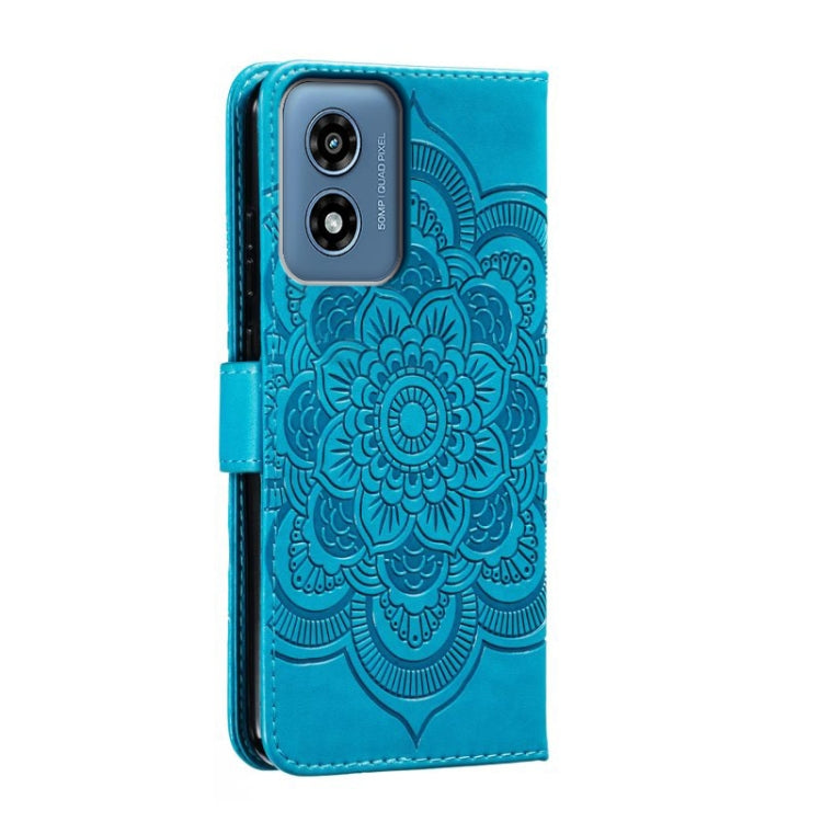 For Motorola Moto G Play 2024 Sun Mandala Embossing Pattern Phone Leather Case(Blue) - Motorola Cases by PMC Jewellery | Online Shopping South Africa | PMC Jewellery | Buy Now Pay Later Mobicred