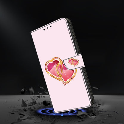 For Honor 90 Lite Crystal Painted Leather Phone case(Love Peach) - Honor Cases by PMC Jewellery | Online Shopping South Africa | PMC Jewellery | Buy Now Pay Later Mobicred