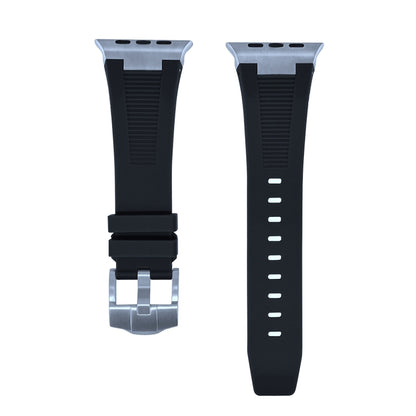 For Apple Watch Series 6 44mm Loners Liquid Silicone Watch Band(Silver Black) - Watch Bands by PMC Jewellery | Online Shopping South Africa | PMC Jewellery