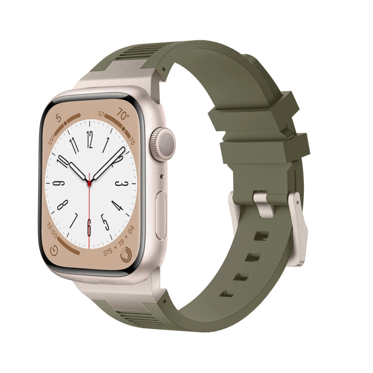 For Apple Watch Series 2 42mm Loners Liquid Silicone Watch Band(Titanium Green) - Watch Bands by PMC Jewellery | Online Shopping South Africa | PMC Jewellery