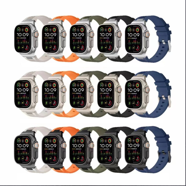 For Apple Watch Series 9 45mm Loners Liquid Silicone Watch Band(Silver Midnight Blue) - Watch Bands by PMC Jewellery | Online Shopping South Africa | PMC Jewellery