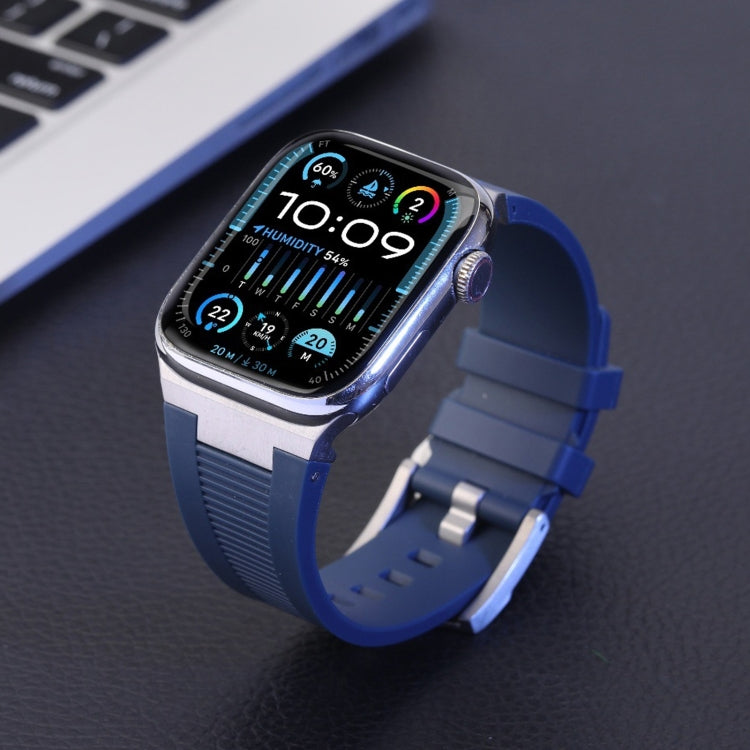 For Apple Watch Series 3 42mm Loners Liquid Silicone Watch Band(Titanium Midnight Blue) - Watch Bands by PMC Jewellery | Online Shopping South Africa | PMC Jewellery