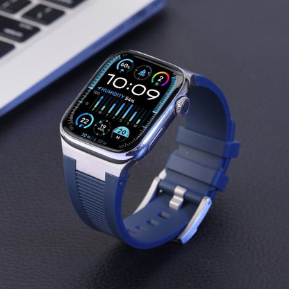 For Apple Watch Series 7 45mm Loners Liquid Silicone Watch Band(Titanium Midnight Blue) - Watch Bands by PMC Jewellery | Online Shopping South Africa | PMC Jewellery