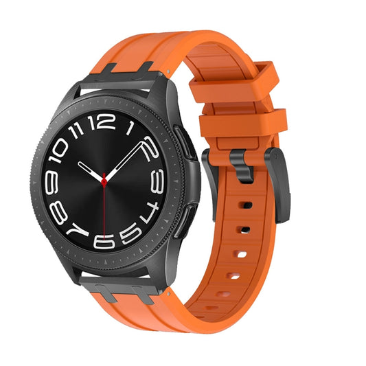 20mm Flat Head Silicone Watch Band(Black Orange) - 20mm Bands by PMC Jewellery | Online Shopping South Africa | PMC Jewellery